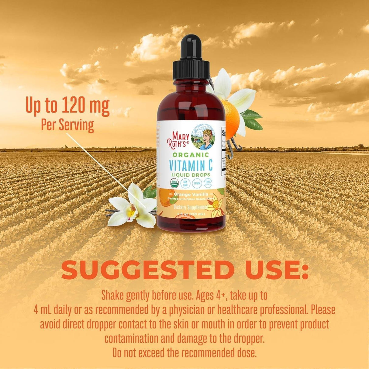 Maryruth Organics Vitamin C Drops | USDA Organic Vitamin C Liquid Drops for Adults | Men & Women | Vitamin for Immune Support & Overall Health | Vegan | Non-Gmo | Gluten Free | 30 Servings - Supply Center USA