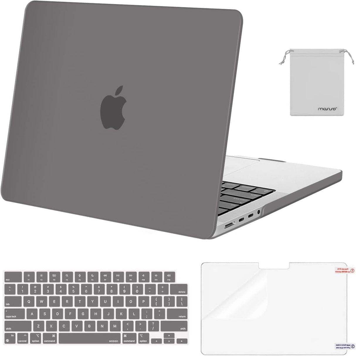 MOSISO Compatible with Macbook Pro 14 Inch Case 2024 2023 2022 2021 M4 M3 M2 M1 Pro Max A3112 A3185 A3401 A2918 A2992 A2779 A2442, Plastic Hard Shell&Keyboard Cover&Screen Film&Pouch, Black