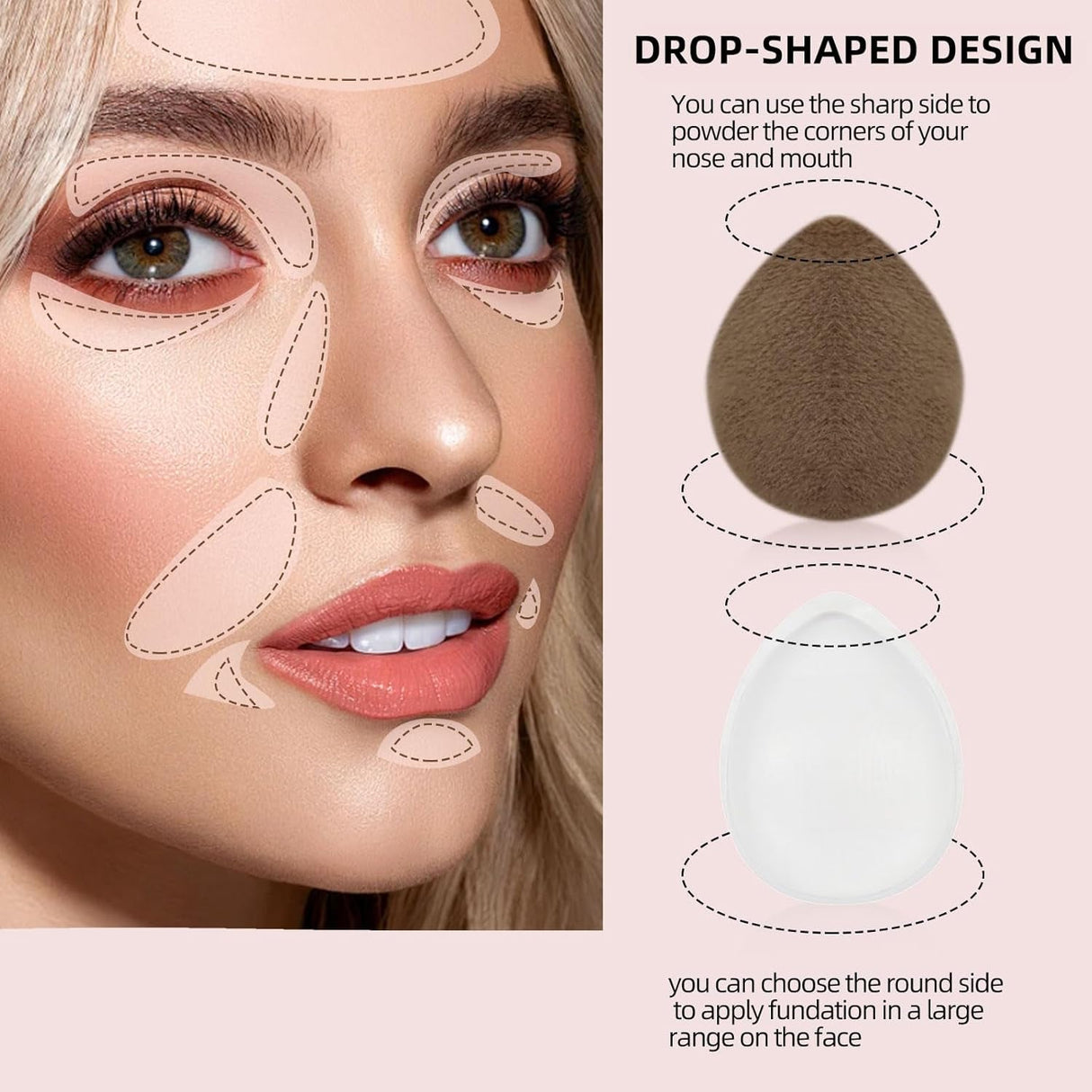 6Pcs Mini Powder Puff Set, 2Pcs Silicone Mini Puff +4Pcs Velvet Loose Powder Puff with Case, Easy to Clean Not-Absorb Foundation Small Makeup Puffs for under Eye & Nose Premium Makeup (Brown)