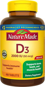 Nature Made Vitamin D3 2000 IU (50 Mcg), Dietary Supplement for Bone, Teeth, Muscle and Immune Health Support, 220 Tablets, 220 Day Supply - Supply Center USA