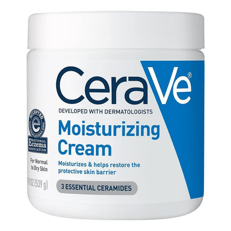 Cerave Moisturizing Cream | Body and Face Moisturizer for Dry Skin | Body Cream with Hyaluronic Acid and Ceramides | Daily Moisturizer | Oil-Free | Fragrance Free | Non-Comedogenic | 19 Ounce - Supply Center USA