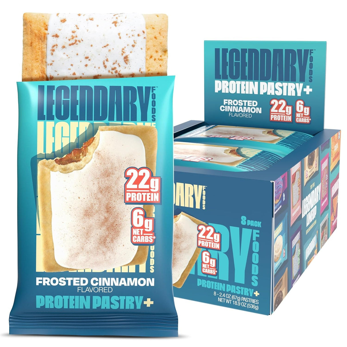 Legendary Foods 22 G High Protein Pastry+ Premium Boosted - Low Carb Meal Replacement Bar - Gluten Free Protien Snacks - Healthy Keto Snack Box - Low Sugar Energy Bar - Bariatric Diabetic Friendly