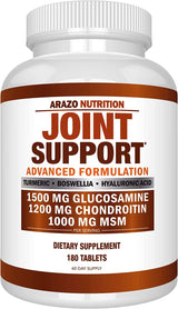 Glucosamine Chondroitin Turmeric Msm Boswellia - Joint Support Supplement for Relief 180 Tablets - Arazo Nutrition - Supply Center USA