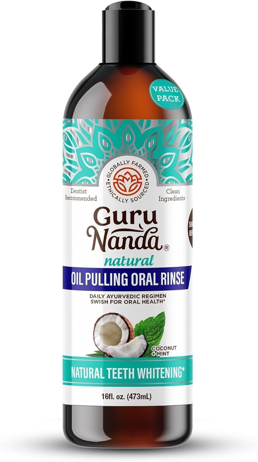 Gurunanda Coconut Oil Pulling with 7 Essential Oils and Vitamin D3, E, K2 (Mickey D), Helps with Fresh Breath, Teeth & Gum Health & More (8 Fl Oz) - Supply Center USA