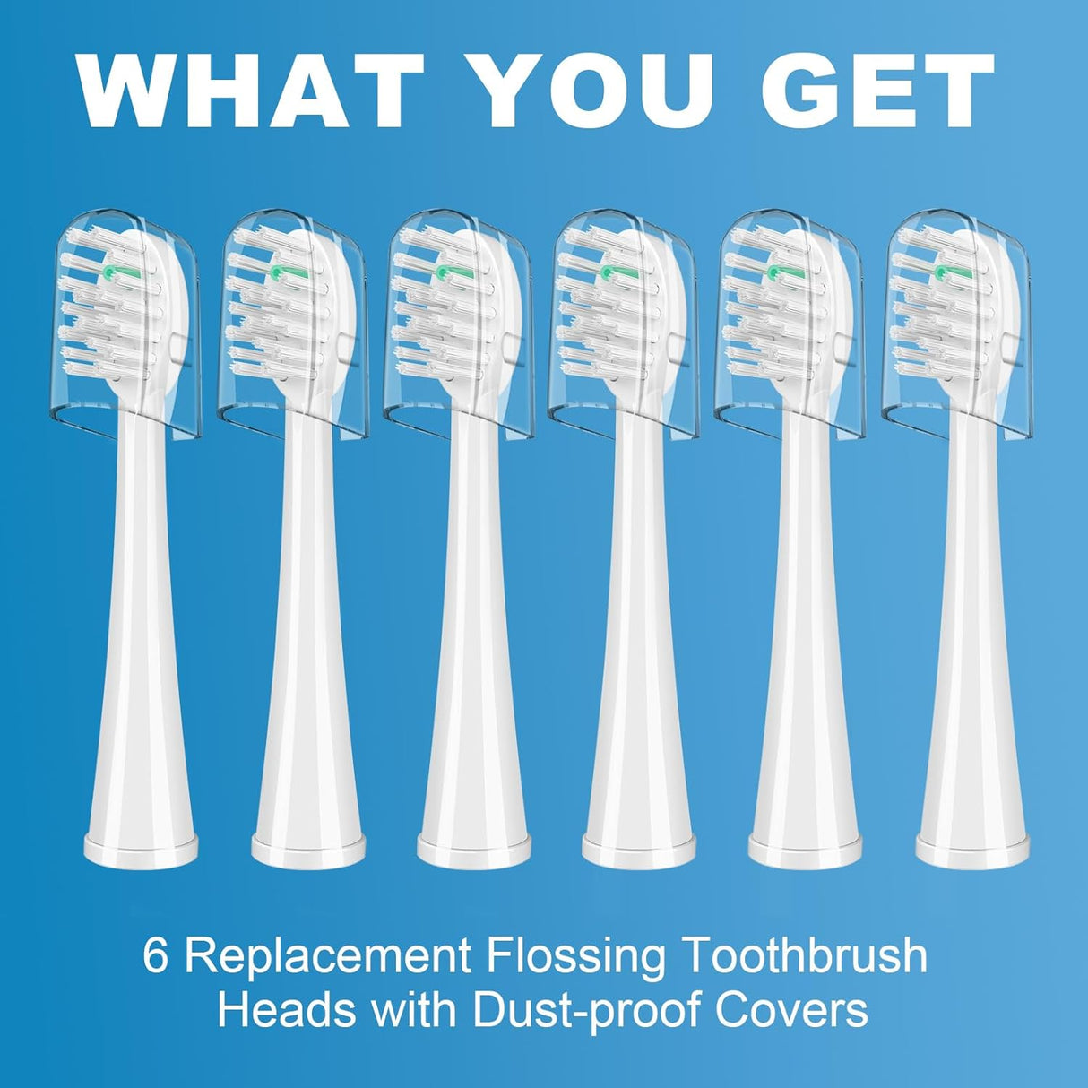 Replacement Brush Heads for Waterpik Sonic-Fusion 2.0 Flossing Toothbrush (SF-03/SF-04) and Sonic-Fusion Flossing Toothbrush (SF-01/SF-02),6 Count White with Covers