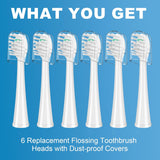 Replacement Brush Heads for Waterpik Sonic-Fusion 2.0 Flossing Toothbrush (SF-03/SF-04) and Sonic-Fusion Flossing Toothbrush (SF-01/SF-02),6 Count White with Covers