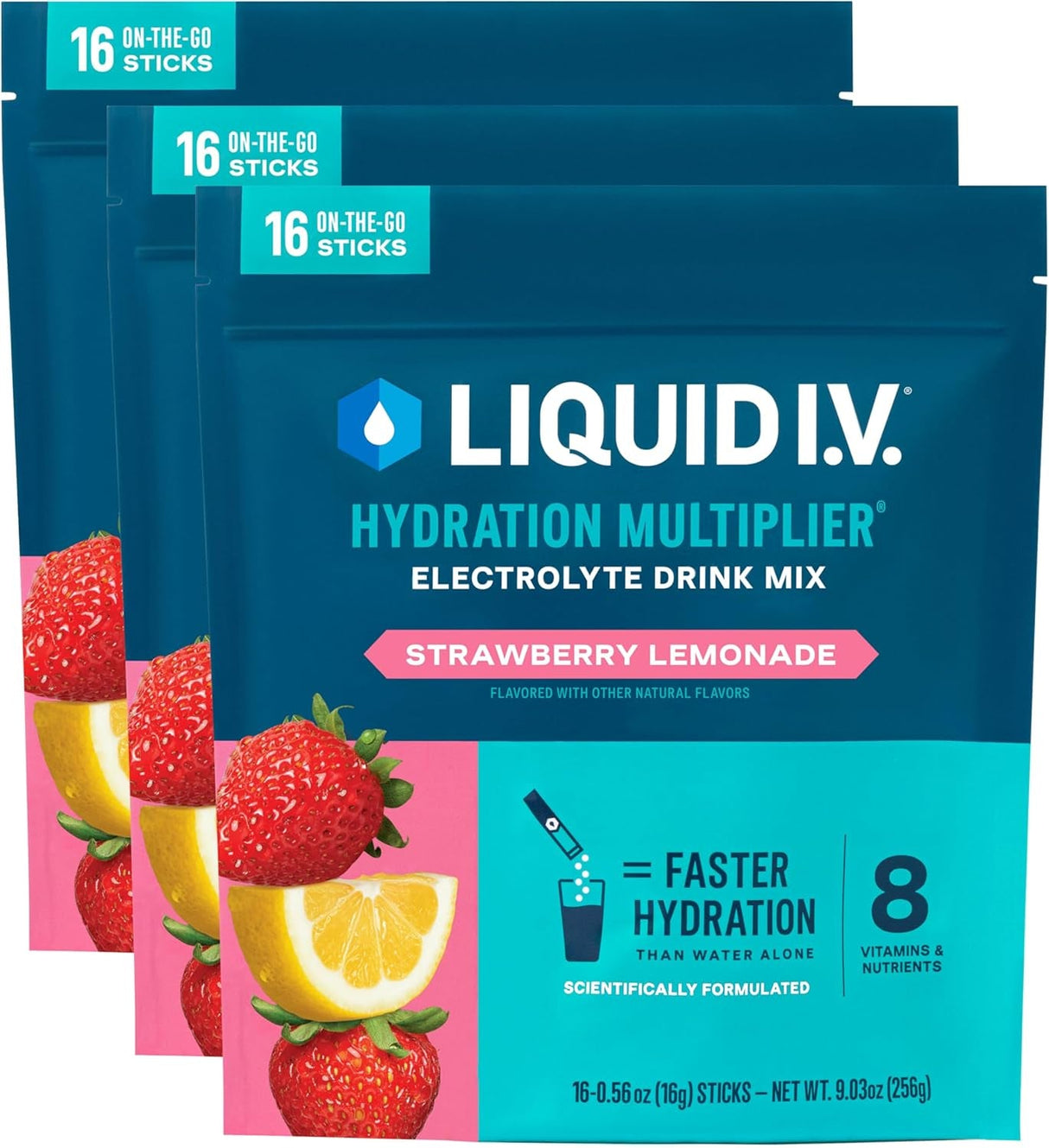 Liquid I.V.® Hydration Multiplier - Seaberry | Electrolyte Powder Drink Mix | 3 Pack (48 Servings)