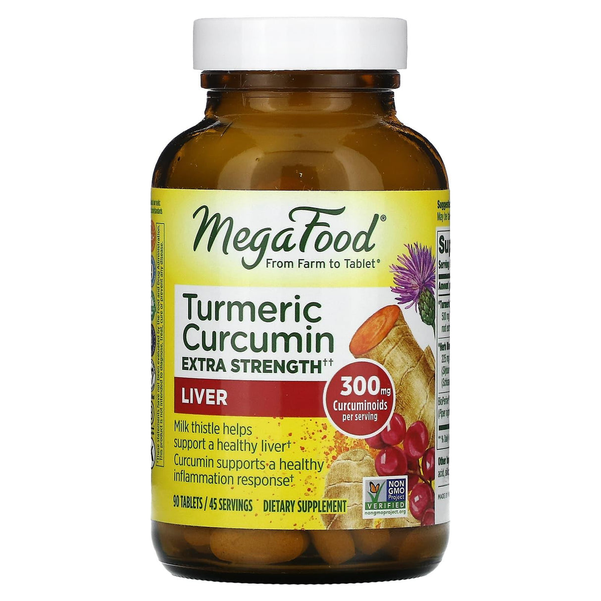 MegaFood, Turmeric Curcumin, Extra Strength, Liver, 150 mg, 90 Tablets - Supply Center USA