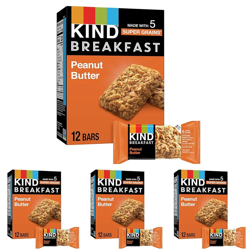 KIND Breakfast, Healthy Snack Bar, Peanut Butter Banana Dark Chocolate, Gluten Free Breakfast Bars, 8G Protein, 1.76 OZ Packs (6 Count)