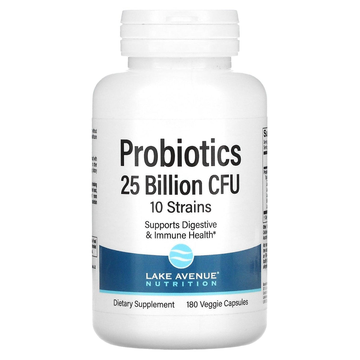 Lake Avenue Nutrition, Probiotics, 10 Strain Blend, 25 Billion CFU, 180 Veggie Capsules - Supply Center USA