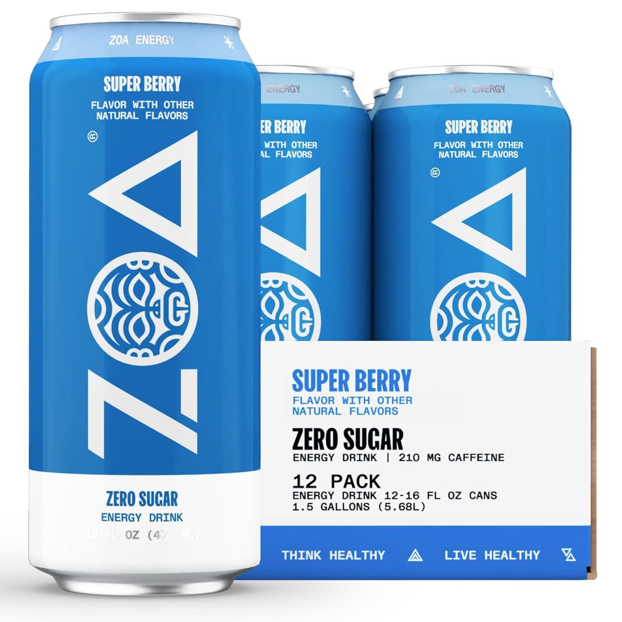 ZOA Zero Sugar Energy Drinks, Variety Pack - Sugar Free with Electrolytes, Healthy Vitamin C, Amino Acids, Essential B-Vitamins, and Caffeine from Green Tea - 12 Fl Oz (12-Pack)