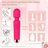 Vibrator Wand,Adult Sex Toy Wand, G Spot Dildo, Clit Vibrator, Sex Vibrators,Clitoris Stimulation,With 8 Speeds & 20 Patterns, Quiet,Fully Waterproof,Vibrating Wand for Her Pleasure (Rose Red)