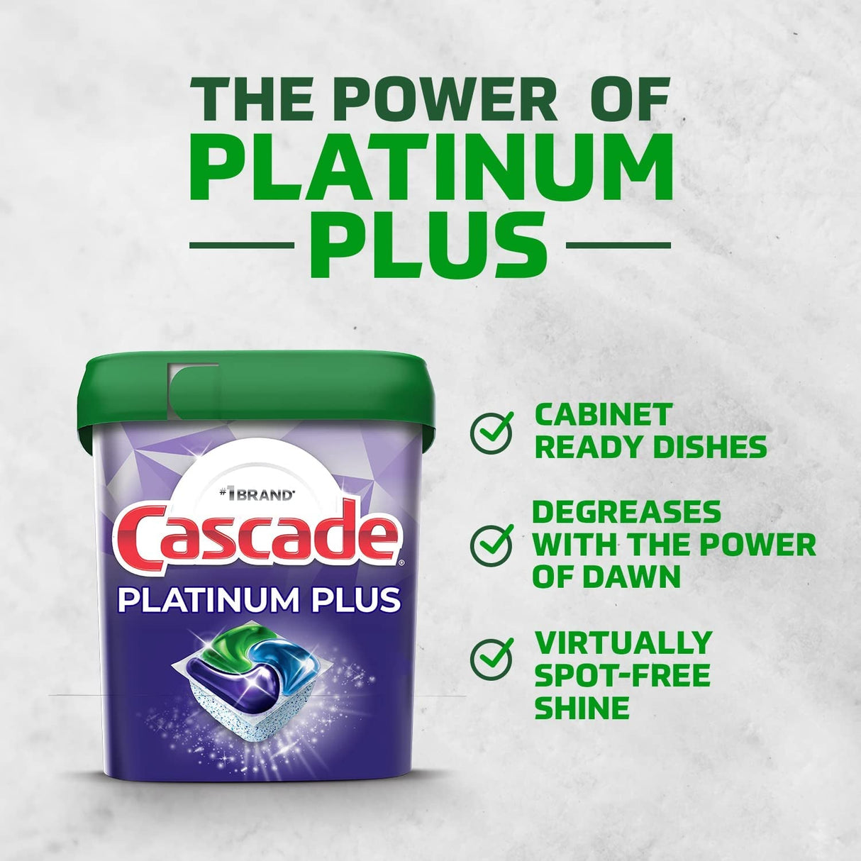 Cascade Platinum plus Dishwasher Pod, Dish Detergent Actionpacs, Dishwasher Detergent, Fresh, 52 Count