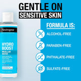 Neutrogena Hydro Boost Micellar Water with Hydrating Hyaluronic Acid, Micellar Cleansing Water for Sensitive Skin Removes Makeup, Dirt & Oil, Non-Comedogenic & Alcohol-Free, 13.5 Fl. Oz