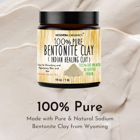 Premium 1 Lb Bentonite Clay Pure, Natural Detoxifying Clay for Face Masks, Hair Care & More - Best Healing Clay - USA Made - Supply Center USA