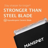 MANSPOT Manscape Groin & Body Hair Trimmer for Men, Electric Ball Trimmer Pubic Trimmer Shaver,Manscape Kit with 4 Guard,Replaceable Ceramic Blade Heads,Waterproof Wet/Dry Shaver,90 Minutes Shaving