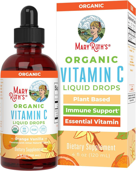 Maryruth Organics Vitamin C Drops | USDA Organic Vitamin C Liquid Drops for Adults | Men & Women | Vitamin for Immune Support & Overall Health | Vegan | Non-Gmo | Gluten Free | 30 Servings - Supply Center USA