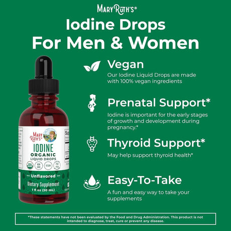 Maryruth Organics Potassium Iodide | Iodine Supplement | 1 Year Supply | Iodine Drops | USDA Organic | Nascent Iodine | Vegan | Packaging May Vary | 1 Fl Oz - Supply Center USA