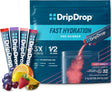Dripdrop Hydration Juicy Variety Pack Electrolyte Drink Mix Single-Serve Powder Packets- Grape, Fruit Punch, Strawberry Lemonade, Cherry - 32 Servings