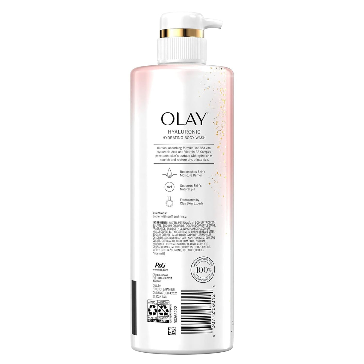 Olay Cleansing & Nourishing Body Wash for Women with Vitamin B3 and Hyaluronic Acid, Younger & Healthier Looking Skin, Fast Absorbing Formula, 26 Fl Oz