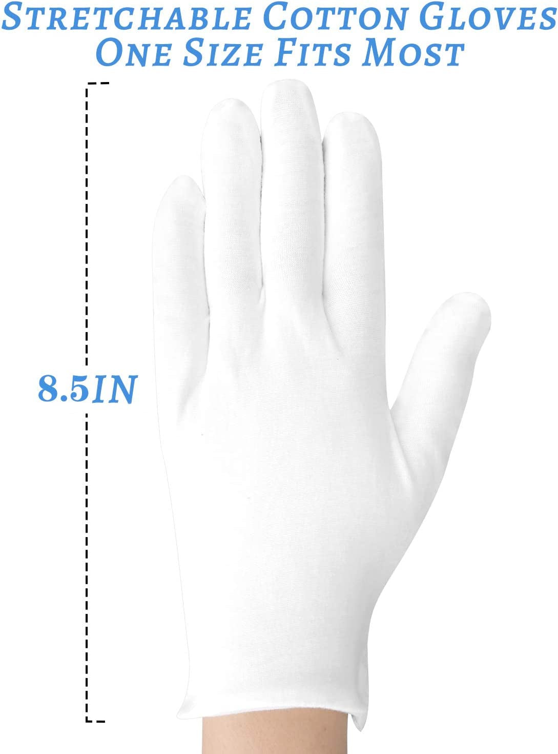 Cotton Gloves, 3Pairs White Gloves for Eczema, White Cotton Eczema Gloves for Men and Women Dry Hands, Breathable Machine Washable Cloth Gloves