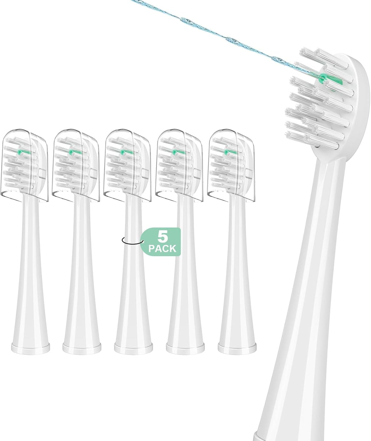Replacement Brush Heads for Waterpik Sonic-Fusion 2.0 Flossing Toothbrush (SF-03/SF-04) and Sonic-Fusion Flossing Toothbrush (SF-01/SF-02),6 Count White with Covers
