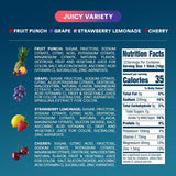 Dripdrop Hydration Juicy Variety Pack Electrolyte Drink Mix Single-Serve Powder Packets- Grape, Fruit Punch, Strawberry Lemonade, Cherry - 32 Servings