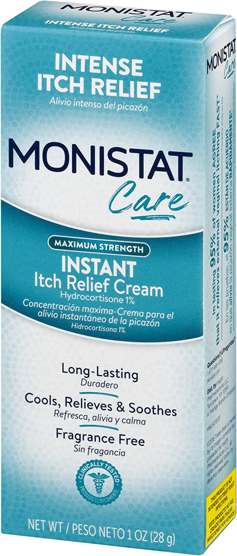 Monistat Instant Itch Relief Cream for Women, Maximum Strength Feminine Itch Care, 1 Oz, 2 Pack