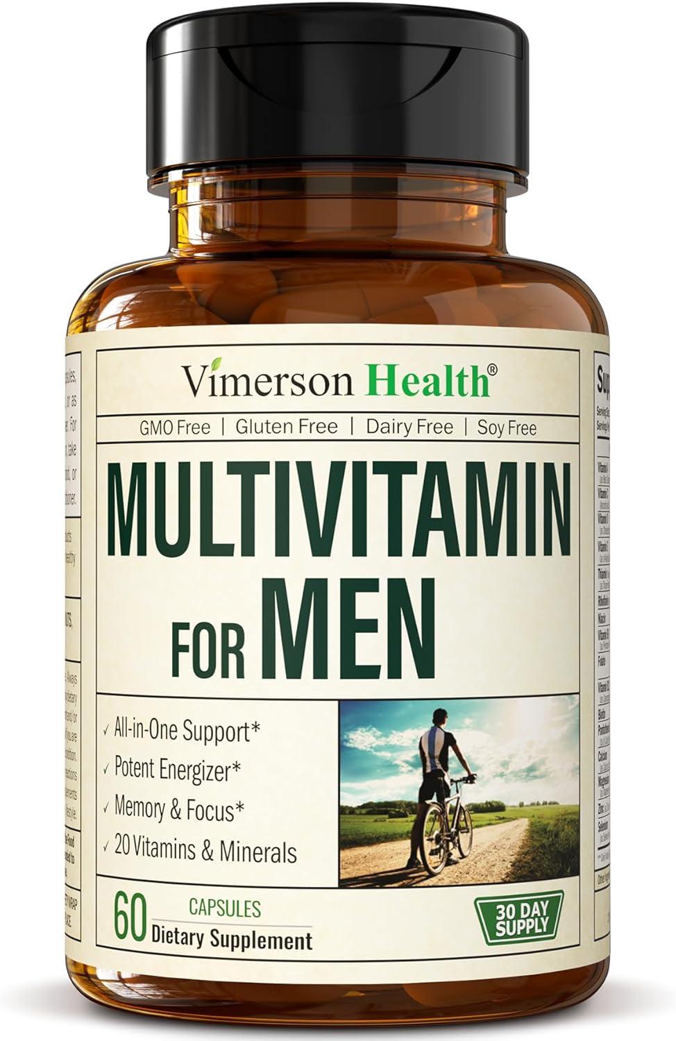 Multivitamin for Men - Daily Mens Multivitamins & Multiminerals Supplement for Energy, Focus and Performance. Mens Vitamins A, C, D, E & B12, Zinc, Calcium, Magnesium & More. Multi Vitamin Capsules - Supply Center USA