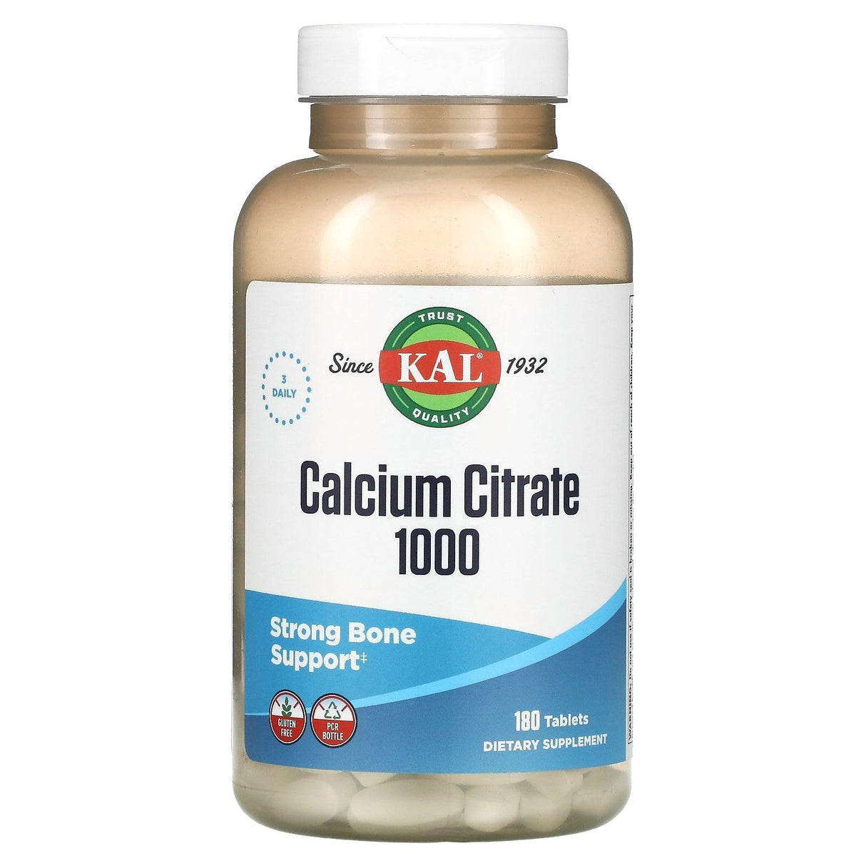 KAL, Calcium Citrate 1000, 180 Tablets - Supply Center USA