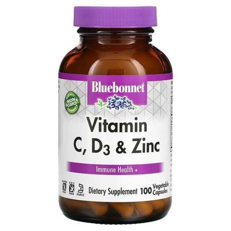 Bluebonnet Nutrition, Vitamin C, D3 & Zinc, 100 Vegetable Capsules - Supply Center USA