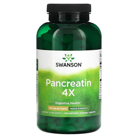 Swanson, Pancreatin 4X, Triple Strength, 375 mg, 300 Enteric-Coated Tablets - Supply Center USA