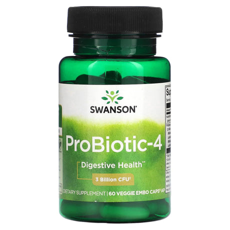 Swanson, ProBiotic-4, 3 Billion CFU, 60 Veggie Embo Caps AP - Supply Center USA