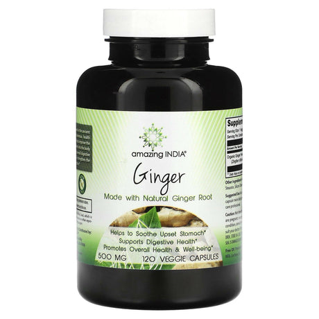 Amazing India, Ginger , 500 mg , 120 Veggie Capsules - Supply Center USA