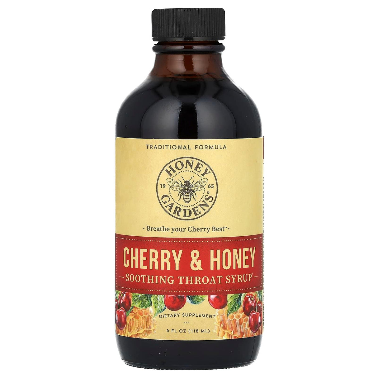 Honey Gardens, Soothing Throat Syrup, Cherry & Honey, 4 fl oz (118 ml) - Supply Center USA