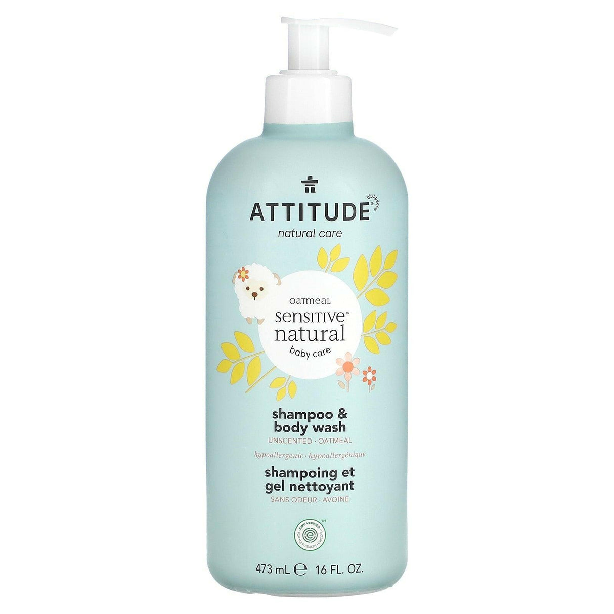 ATTITUDE, Baby, Oatmeal Sensitive Natural Care, Shampoo & Body Wash, Unscented, 16 fl oz (473 ml) - Supply Center USA