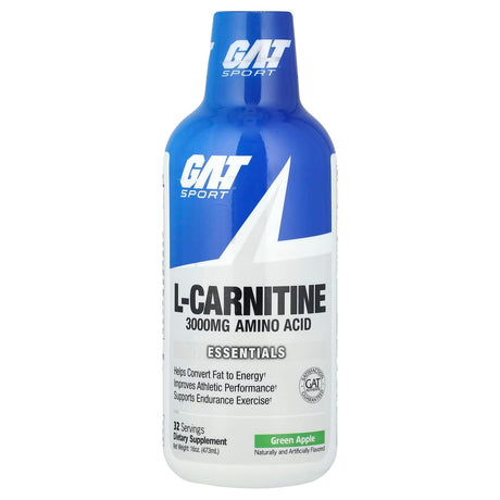 GAT, Sport, L-Carnitine, Green Apple, 3,000 mg, 16 oz (473 ml) - Supply Center USA