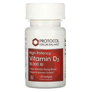 Protocol for Life Balance, Vitamin D-3, 10,000 IU, 120 Softgels - Supply Center USA