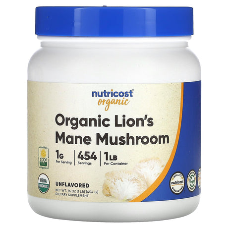 Nutricost, Organic Lion's Mane Mushroom, Unflavored, 1 lb (454 g) - Supply Center USA