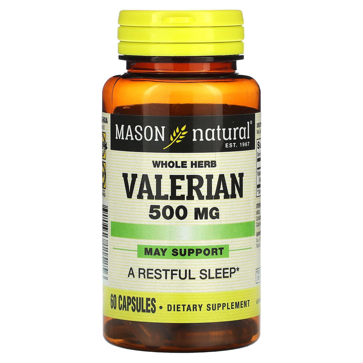 Mason Natural, Whole Herb Valerian, 500 mg, 60 Capsules - Supply Center USA