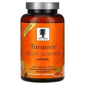 New Nordic, Turmeric Vegan Gummies with Curcuma Extract, Mango-Orange, 60 Gummies - Supply Center USA