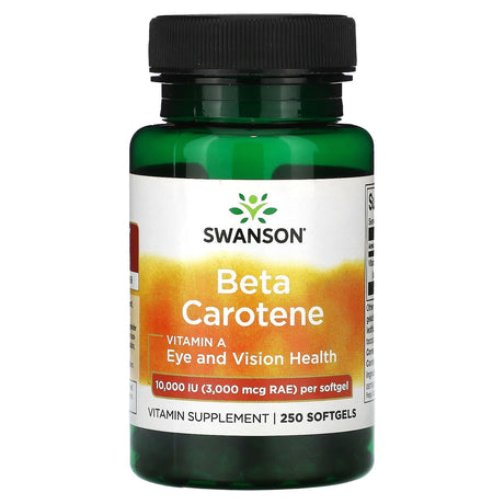 Swanson, Beta Carotene, 10,000 IU (3,000 mcg RAE), 250 Softgels - Supply Center USA