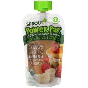 Sprout Organic, Power Pak, 12 Months & Up, Strawberry with Superblend Banana & Butternut Squash, 4.0 oz (113 g) - HealthCentralUSA