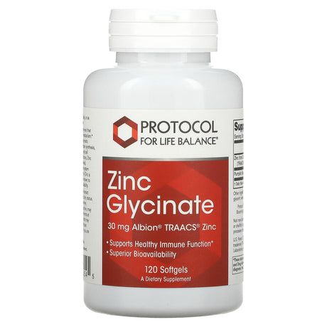 Protocol for Life Balance, Zinc Glycinate, 30 mg, 120 Softgels - Supply Center USA