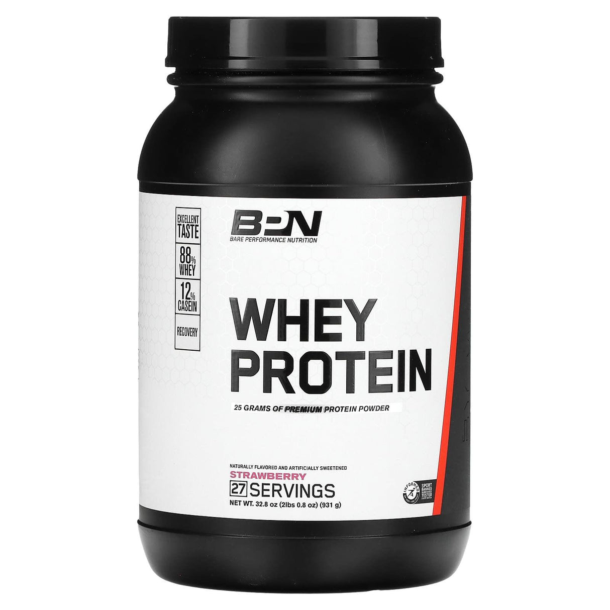 Bare Performance Nutrition, Whey Protein, Strawberry, 2 lbs (931 g) - Supply Center USA