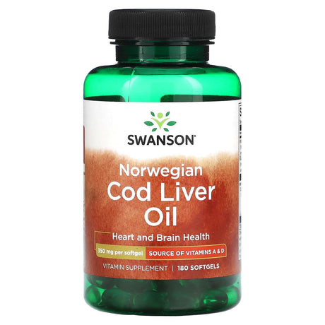 Swanson, Norwegian Cod Liver Oil, 350 mg , 180 Softgels - Supply Center USA