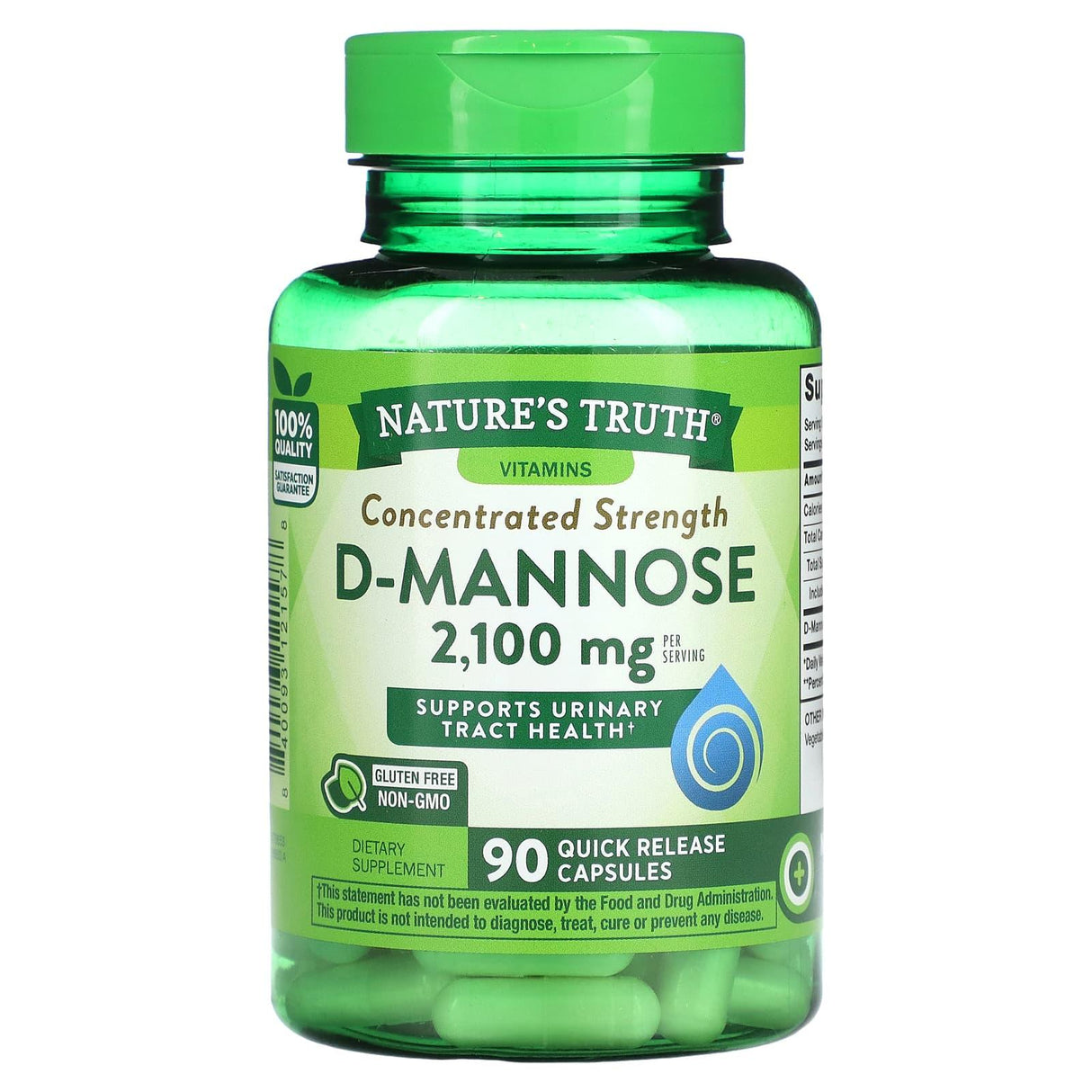 Nature's Truth, Concentrated Strength, D-Mannose, 700 mg, 90 Quick Release Capsules - Supply Center USA