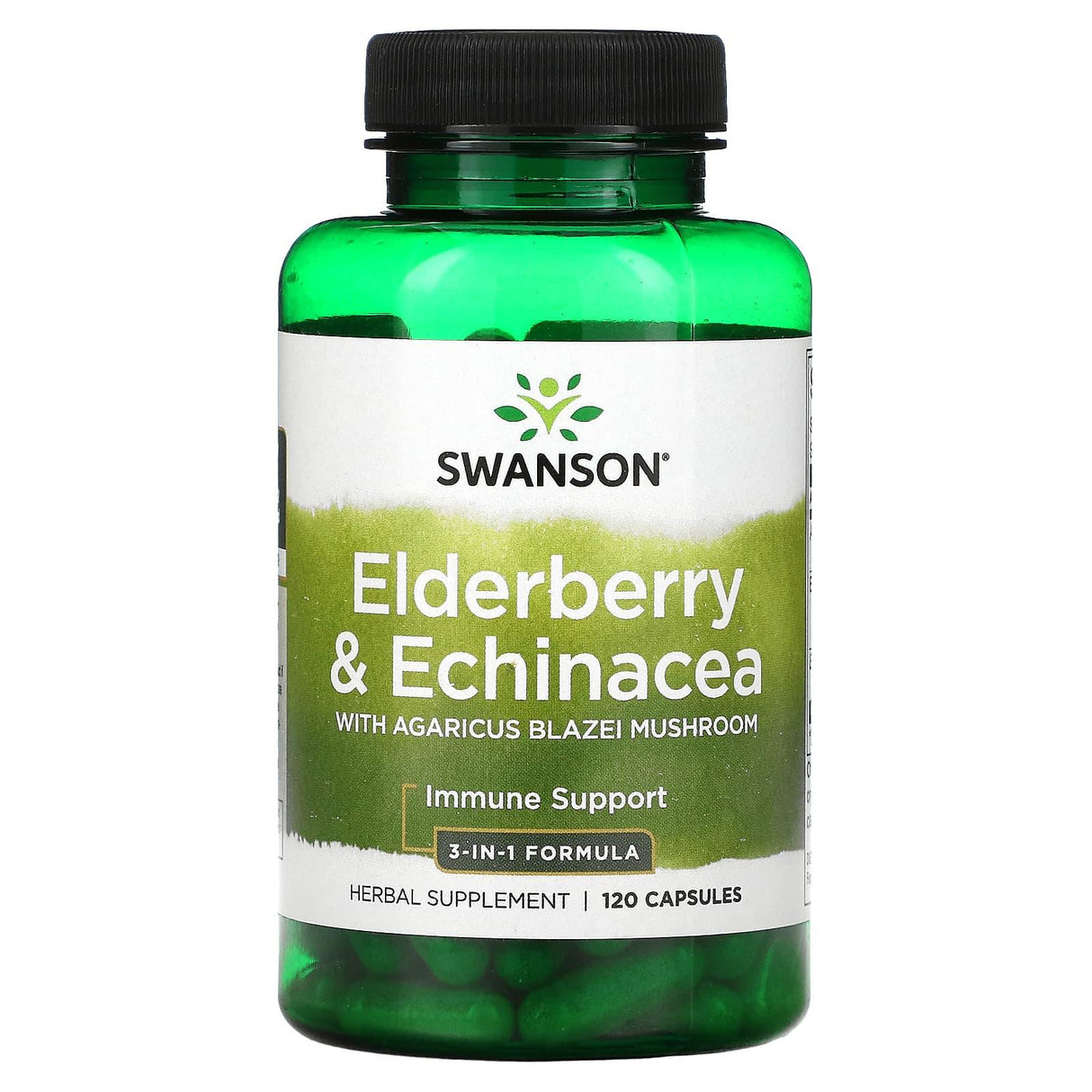 Swanson, Elderberry & Echinacea with Agaricus Blazei Mushroom, 120 Capsules - Supply Center USA