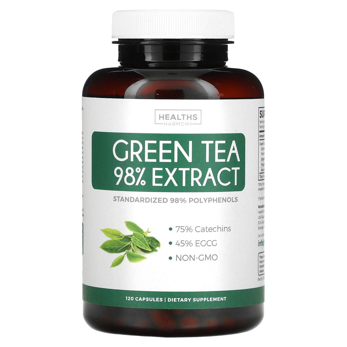 Healths Harmony, Green Tea 98% Extract, 120 Capsules - Supply Center USA