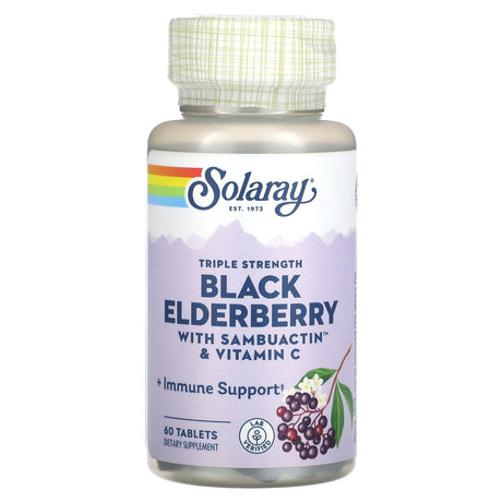 Solaray, Triple Strength Black Elderberry With Sambuactin & Vitamin C, 60 Tablets - Supply Center USA